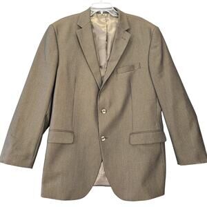 Geoffrey Beene Brown Plaid Suit Coat Mens Size 46L Single Breasted Jacket Blazer
